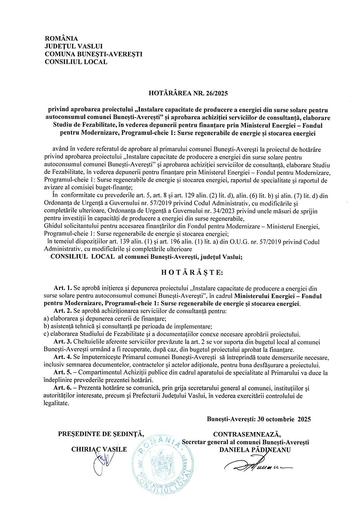 Hotararea nr 26 2025