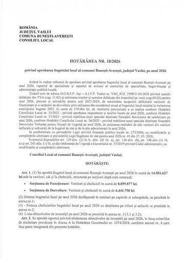 Hotararea nr 18 2026