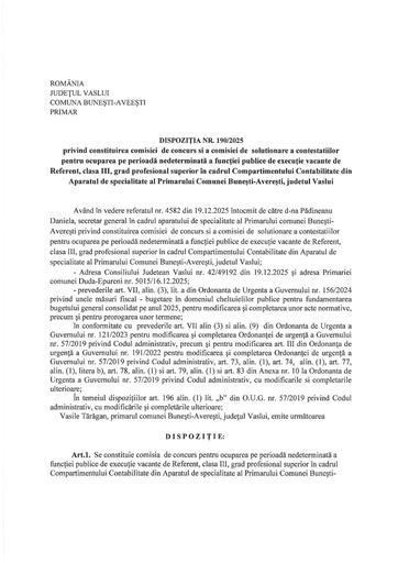 Dispozitia nr 190 2025