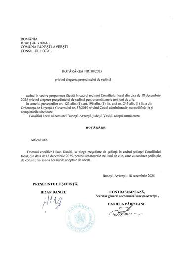 Hotararea nr 30 2025