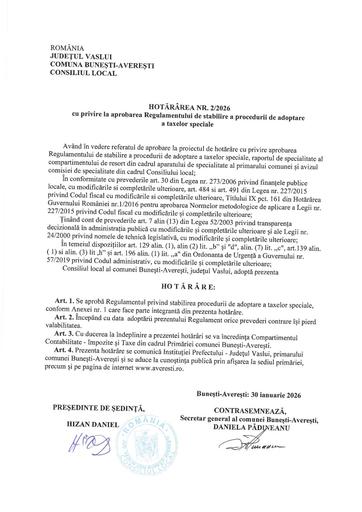 Hotararea nr 2 2026