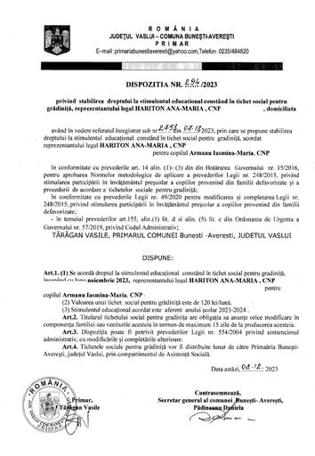 DIspozitii nr 294 2023