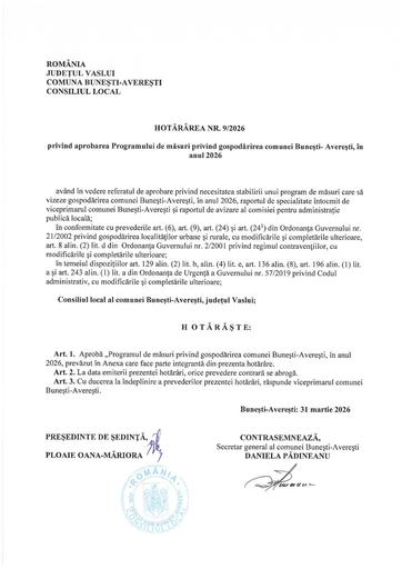Hotararea nr 9 2026