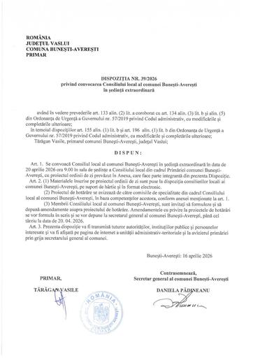 Dispozitia nr  39 2026