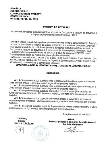 PROIECT EXECUTIE BUGET