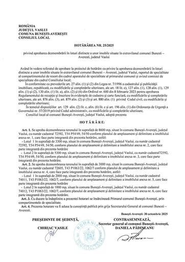 Hotararea nr 25 2025
